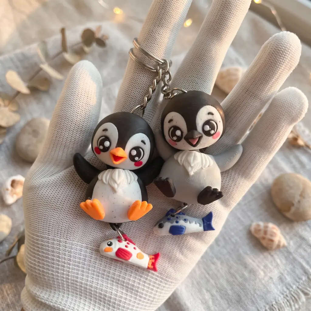 Llavero Pingüino impreso en 3D